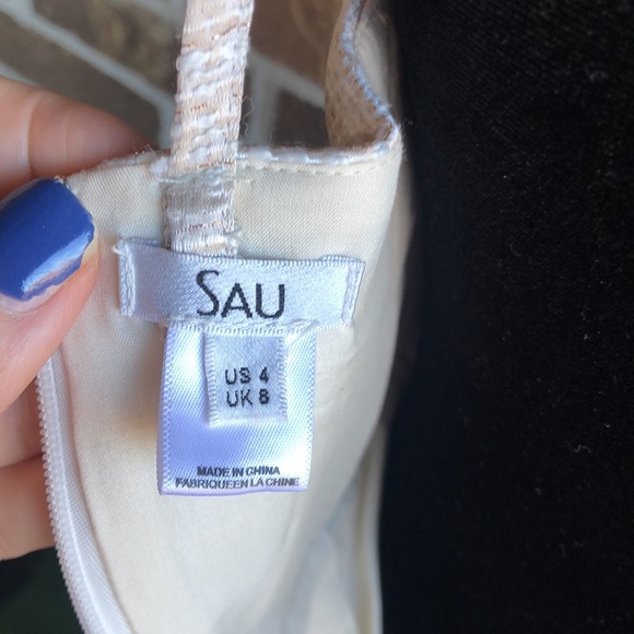 SAU Anthropology Ivory Champagne Spaghetti Strap Dress - Picture 8 of 12